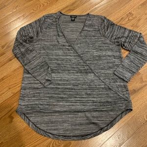 Torrid V-neck faux wrap front long sleeve 0